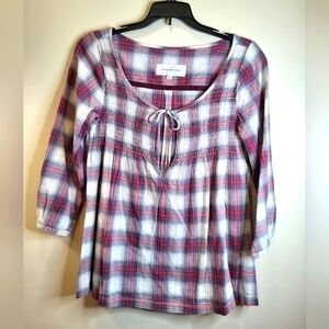 Abercrombie and Fitch Small L/S peasant red and white plaid
